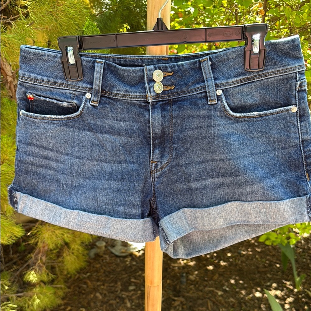 Hudson‎ Jeans Croxley Mid Rise Cuffed Denim Shorts Medium Wash Blue Womens 31
